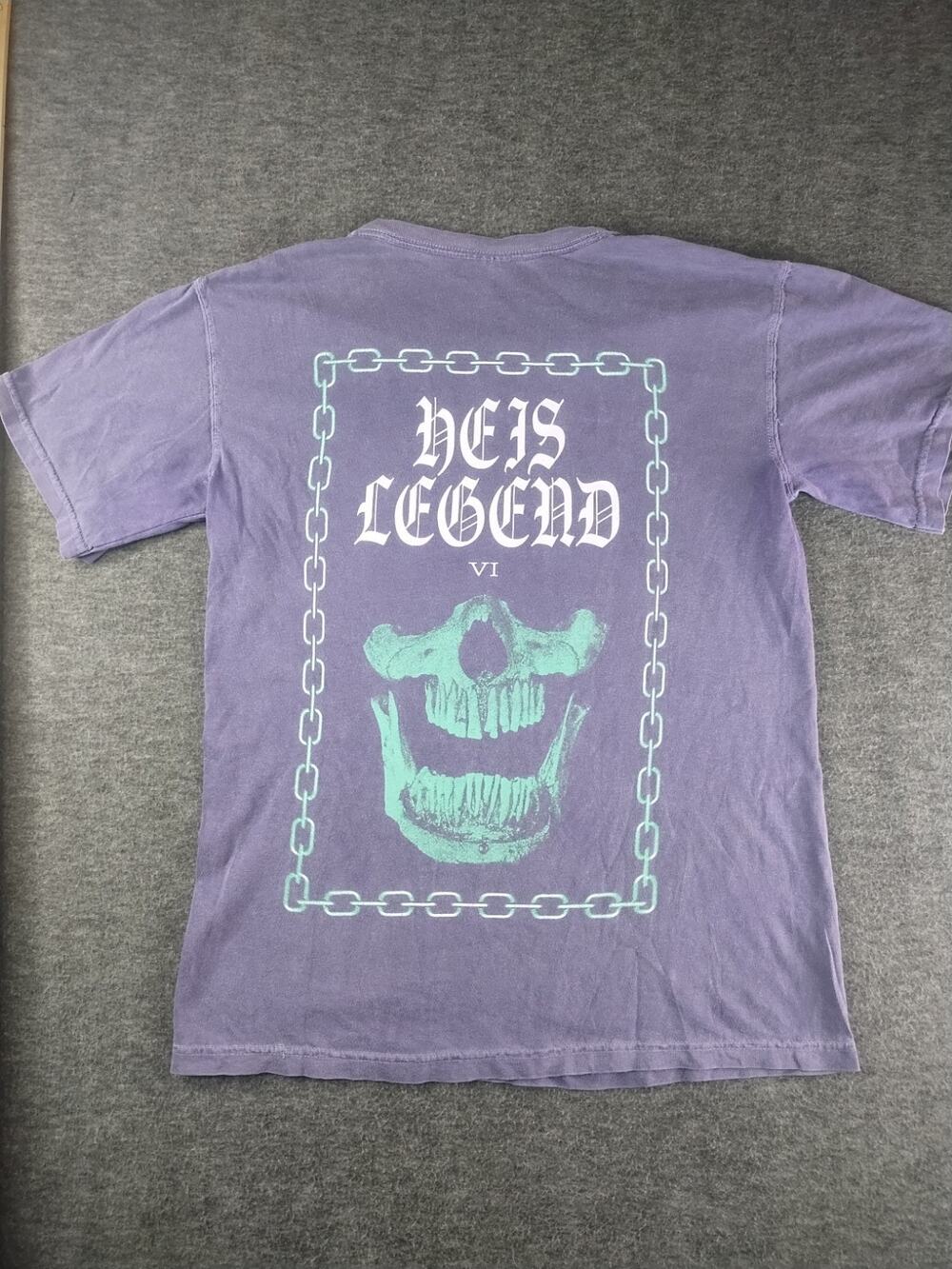 Comfort Colors T-Shirt Size Small Purple With Skull Print Front And Back